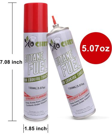 Jo Chef Butane Fuel Refill, 150 ml 5.07 oz, Lighter Butane Fuel Canister, Butane Gas Refill for Kitchen Torch, Lighter, Brle Kitchen Blow Torch (1 Can) - Buy Online on GoSupps.com