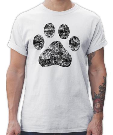 Shirtracer - T-Shirt Men - Gift for Dog Owners - High Five Dog Paw 8 White 5XL Large Sizes