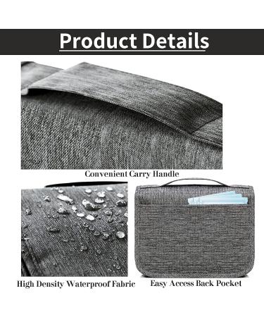 Hanging Toiletry Bag Large Capacity Waterproof Travel Cosmetic Storage Bag - Grey - Buy Online on GoSupps.com