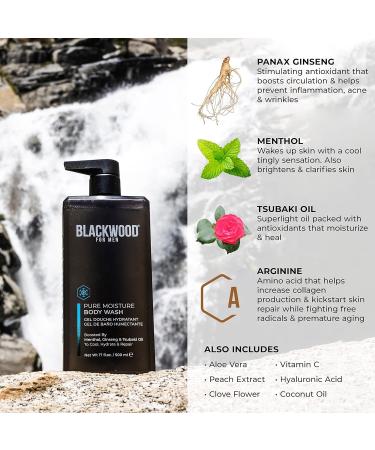 Blackwood For Men Hydroblast Moisturizing Shampoo (17oz) Pure Moisture Body Wash (17oz) and BioNutruent Foaming Face Wash (4.45oz) Bundle for Men - Buy Online on GoSupps.com