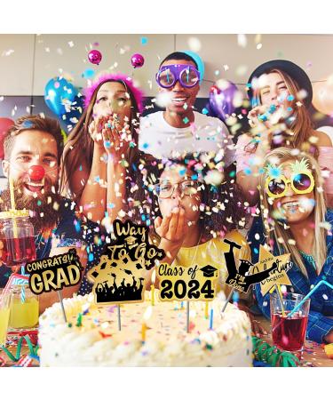 48 Pack Graduation Cupcake Toppers Class of 2023 Graduation Party Decorations Black and Gold Elegant Dessert Toppers with 8 Unique Designs Premium Paper Cake Decor for Grads - Buy Online on GoSupps.com