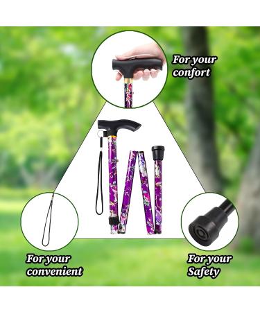 HATAF Walking Stick Folding Walking Sticks for Women Folding Walking Sticks for Men Mobility Aids walking stick rubber ends disability aids folding walking sticks for ladies Purple Flowers - Buy Online on GoSupps.com