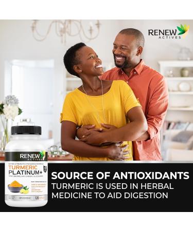 Renew Actives Turmeric Platinum with Black Pepper & Ginger - Antioxidant Source Liver Protectant & Digestive Health - Organic Extra Strength Formula 120 Capsules (2pk) 120 count (Pack of 2) - Buy Online on GoSupps.com