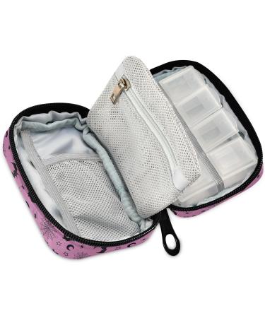 Travel Pill Organizer Bag - Purple Goth with Bats | Weekly Pill Case for Vitamins & Supplements | Compact & Portable Zippered Pill Box - Buy Online on GoSupps.com