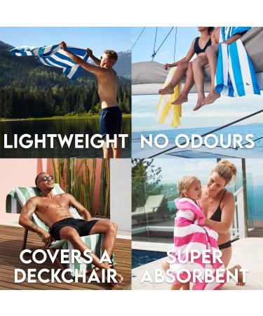 Dock & Bay Cabana Beach Towel - Quick Dry, Sand Free, Compact & Lightweight - 100% Recycled - Bondi Blue - Large Size (160x90cm) - Includes Bag - Ideal for Beach, Pool & Travel - Buy Online on GoSupps.com
