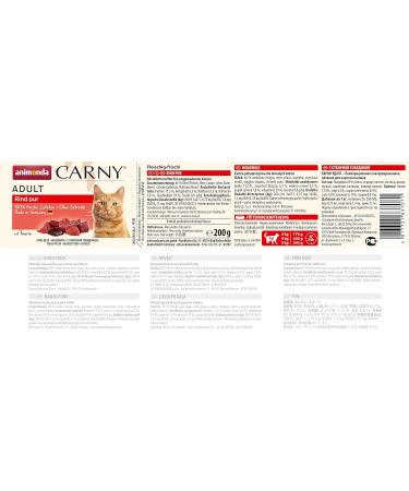 Animonda Carny Adult Cat Food - Premium Pure Beef Wet Food 6 x 200g Pack for Healthy Cats - Buy Online on GoSupps.com