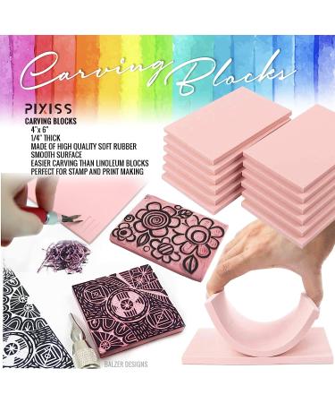 Rubber Block Stamp Carving Kit with 5 Blocks & Tools for Printmaking and Crafts - Buy Online on GoSupps.com