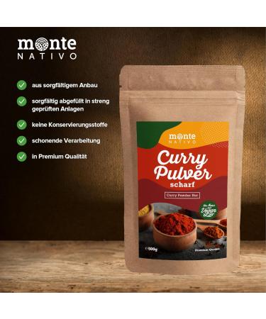  Monte Nativo Monte Nativo Hot Curry Powder (500g) - Spicy Curry - Hot Curry Powder - Carefully dried aromatic spices ideal - Buy Online on GoSupps.com