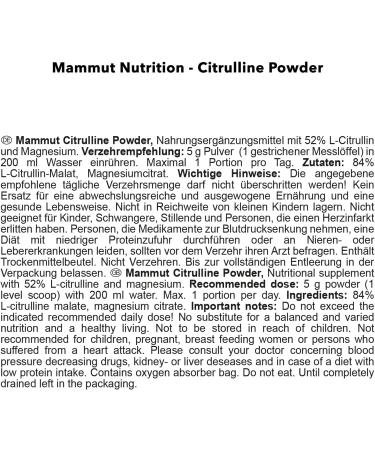 Mammut Citrulline Powder with Magnesium - 200g | Premium eCommerce Supplement for Energy & Recovery - Buy Online on GoSupps.com