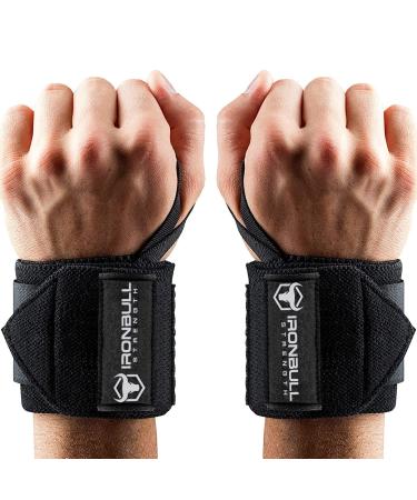 Wrist Wraps (18 Premium Quality) for Powerlifting Bodybuilding Weight Lifting - Wrist Support Braces for Weight Strength Training Black