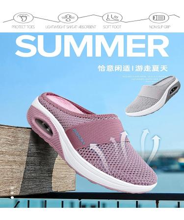 SOLPNOW Women's Air Cushion Slip-on Orthopedic Diabetic Walking Shoes - Breathable with Arch Support - Wedge Platform Slipper 10.5 Dark Blue - Buy Online on GoSupps.com