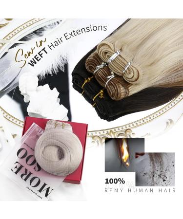 Moresoo 16 Inch White Blonde Human Hair Weft Extensions - Double Weft, 100g/pack #60A - Buy Online on GoSupps.com