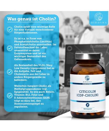 Qidosha CDP Choline Capsules - 180 Vegan Citicolin Capsules (250mg) | German Quality Lab Tested International Shipping - Buy Online on GoSupps.com