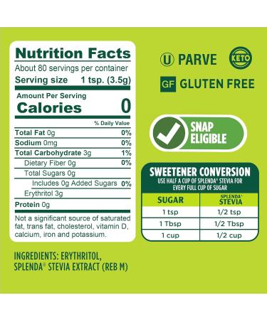 SPLENDA Naturals Stevia Sweetener 9.8 Ounce Jar 9.8 Ounce (Pack of 1) - Buy Online on GoSupps.com