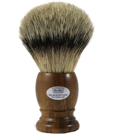 Hans Baier Exclusive XXL Shaving Brush Silver Tip Walnut Wood - Size 5