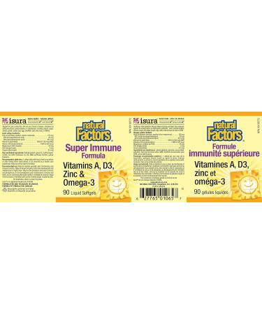 Natural Factors Super Immune Formula 90 liquid softgels Vitamin A D3 Zinc & Omega-3 One-per-Day Supports Immune Function - Buy Online on GoSupps.com