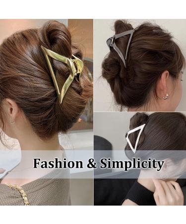 3 Pack 4in Hair Claw Clips for Thick, Thin & Long Hair - Stylish Hair Accessories for Women - Triangles Design in 3 Colors - Buy Online on GoSupps.com