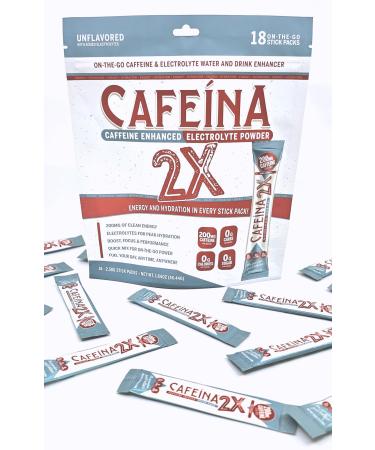 CAFEINA 2X - 200mg Caffeine and Electrolyte Infused Powder Stick Packs (18 Count)