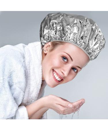 12 Pieces Reusable Aluminum Foil Deep Conditioning Caps for Hair Processing | Salon-Quality Hair Coloring Shower Caps | 16 Inch Silvery - Buy Online on GoSupps.com