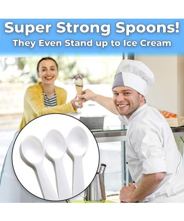 Extra Sturdy BPA Free Plastic Tasting Spoons - 100ct | Disposable Mini Tasters for Sampling, Ice Cream, & Appetizers | Ideal for Food Trucks, Parties & Events | Classic White - Buy Online on GoSupps.com