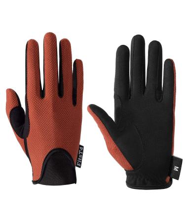 FitsT4 Women Horse Riding Gloves Ladies Youth Stretch Equestrian Horseback Gloves Breathable Outdoor Mitts Perfect for Biking Cycling Gardening mecca orange Medium