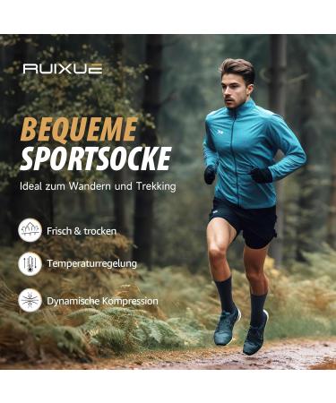 Ruixue Merino Wool Hiking Socks for Men & Women - Breathable Sports & Running Socks (3 Pairs Size 43-46 Black) - Buy Online on GoSupps.com