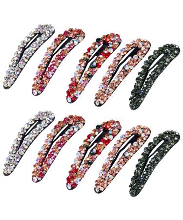 10pcs Crystal Hair Clips Fancy Hair Clips Snap Hair Clips Rhinestone Hair Clip Rhinestone Clips Fashion Large Hair Barrettes Rhinestone Snap Hair Accessories Snap Hairpins for Women and Girls