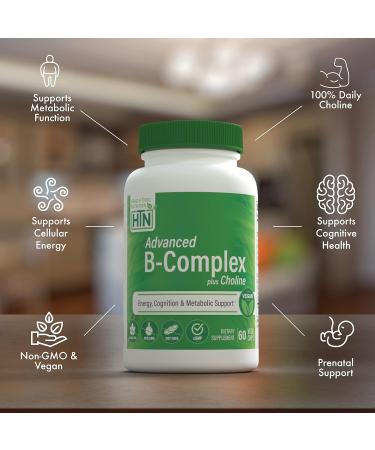 Health Thru Nutrition Advanced B-Complex Complete Plus Choline - Vegan | High Potency Energy & Metabolic Support Supplement with B12, Biotin & More | Non-GMO (60ct) - Buy Online on GoSupps.com