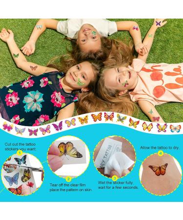 81 Colorful Butterfly Temporary Tattoos for Kids and Girls - Waterproof Party Decorations (10 Sheets) - Buy Online on GoSupps.com