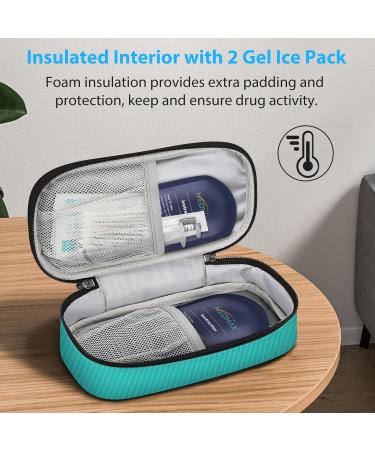 Medmax Insulin Cooling Bag - Portable Diabetic Organizer with 2 Cooling Packs | Water-Repellent Insulated Cooler for Insulin Pens & Accessories (Blue-Green) - Buy Online on GoSupps.com