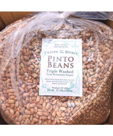 Pinto Beans Dry Bulk (16 Pounds) - Premium USA Grown for Perfect Refried Beans | 100% Natural & Triple Cleaned - Buy Online on GoSupps.com