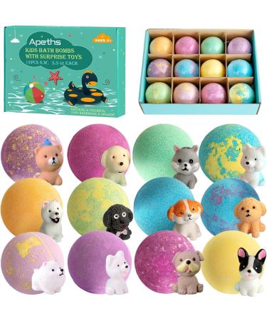 Bathing ball children with surprise - 12 set natural swimming bombs - child -safe organic kit gift idea - foam bombs with puppy toys - twelve types of fruity - Buy Online on GoSupps.com