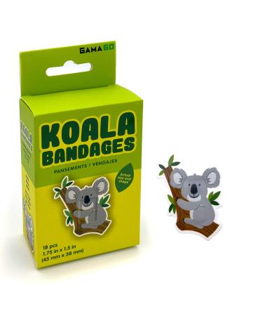GAMAGO Koala Bandages for Kids & Kidults - Set of 18 Individually Wrapped Self Adhesive Bandages - Sterile Latex-Free & Easily Removable - Funny Gift & First Aid Addition