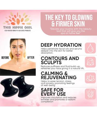 Shop THIS HIPPIE GIRL Gua Sha Mushroom Set - Obsidian Stone Facial Toning & Jaw Sculpting Tools for Radiant Skin | International Shipping Available - Buy Online on GoSupps.com