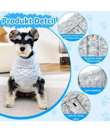 Slowton Small Dog Sweater - Turtleneck Pet Knit Sweater for Dachshunds & Chihuahuas - Cozy Winter Clothes for Small to Medium Dogs - Light Blue - Buy Online on GoSupps.com