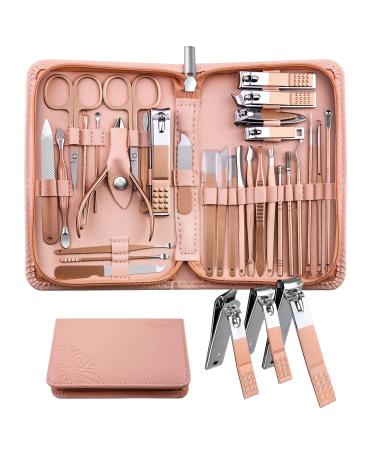 Manicure Set Professional Manicure Kit - 30 in 1 Pedicure Kit Nail Clippers Set Stainless Steel Nail Kit for Women - Pink 30 Piece Set Pink