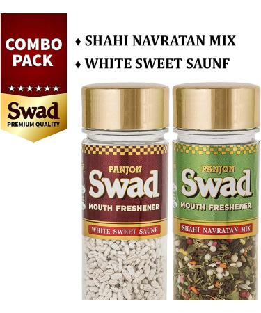 Panjon Swad Mouth Freshener Combo White Sweet Saunf 110g and Shahi Navratan Mix 100g - Buy Online on GoSupps.com