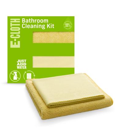 E-Cloth Bathroom Cleaning Kit, Premium Microfiber Cleaning Cloth, Ideal Bathroom, Shower and Bathtub Cleaner, Washable and Reusable, 100 Wash Guarantee Yellow Combo Pack