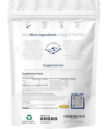 Triple Strength Omega 3 Fish Oil Supplements 3000mg - 200 Softgels - EPA 1200mg, DHA 900mg - Norwegian Sea Fish - Burpless Technology - Wild Caught Deep Ocean Fish - Pack of 1 - Buy Online on GoSupps.com