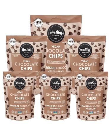 Healthy Crunch - Chocolate Chips - Mocha Chocolate - 6 units x 283 grams - Dairy Free Vegan High Protein - Organic Snacks - Dark & White Chocolate - Nut Free - Ideal Healthy Snacks for Adults - Vegan Chocolate Chip Cookies