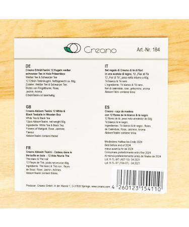 Creano Blooming Tea Gift Set in Wooden Box - 12 Flowering Tea Cups - Black & White Tea - Buy Online on GoSupps.com