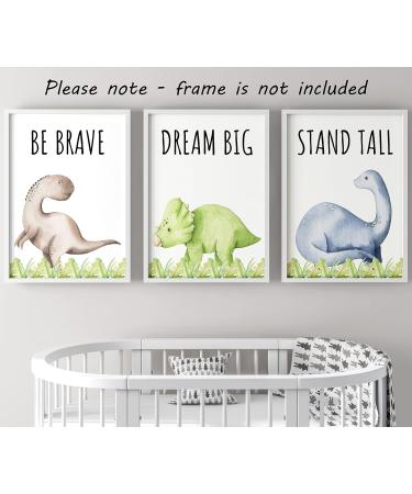 Dinosaur Set of 3 Unframed Poster Prints with Quotes for Baby Boy or Girl Nursery Dinosaur Bedroom Decor Dinosaur Wall Art Dream Big Stand Tall Be Brave (A3) Dream Big A3 - Buy Online on GoSupps.com