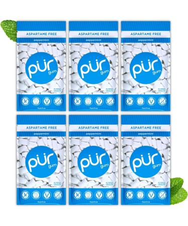 PUR Gum | Aspartame Free Chewing Gum | 100% Xylitol | Natural Peppermint Flavoured Gum 55 Pieces & Aspartame Free Mints | Made with Xylitol | Sugar Free Vegan Gluten Free & Keto Friendly Peppermint+ Polar Mint 55 count (Pack of 6) - Buy Online on GoSupps.com