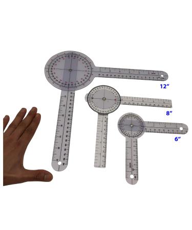 Goniometer Kit Physical Therapy Set That Includes 12 8 6 Inch Sizes. Also use in Occupational Therapy. Clinical and Home Use.