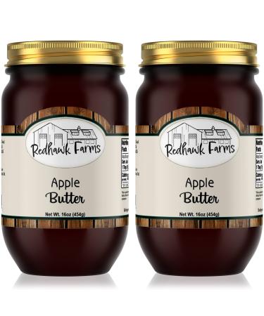 Redhawk Farms Apple Butter - All Natural, Non-GMO, Gluten Free Amish Apple Butter Spread - Homemade Jams, Jellies, & Preserves - (16 oz, Pack of 2) Regular