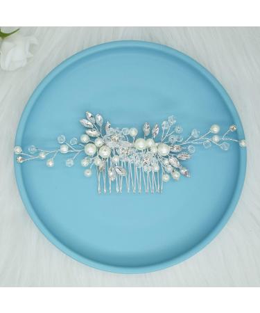 Wedding Hair Accessories Fanvoes Hair Pieces Comb for Brides Bridal-Silver Vintage Headpiece Clip Barrette Jewelry w/Handmade Flower Ivory Pearl Leaf Rhinestone Crystal for Women Girls Bridesmaid - Buy Online on GoSupps.com