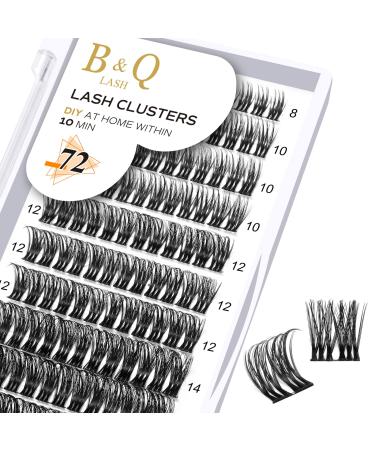 Cluster lashes 72 Clusters B&Q Lash Clusters D Curl Individual Cluster Lashes Natural Eyelash Clusters DIY Lash Extensions Soft Fluffy Cluster Eyelash Extensions (UK-FD-B48-D-8-16MIX) D-8-16 MIX B 48