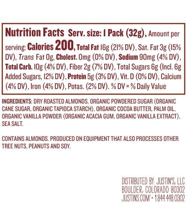 JUSTIN'S Gluten-Free Vanilla Almond Butter Squeeze Pack 1.15 oz (Pack of 10) - Buy Online on GoSupps.com