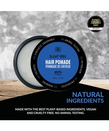 Scent Free Medium Hold Vegan Pomade for Men - EWG Verified All-Natural Water-Based Flake-Free Styling for All-Day Hold - Buy Online on GoSupps.com