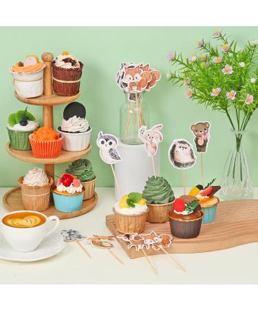 49 Pcs Woodland Cupcake Toppers Floral Leaf Boho Woodland Animal Creatures Cake Toppers for Woodland Baby Shower Party Decor (Leaf Style) - Buy Online on GoSupps.com